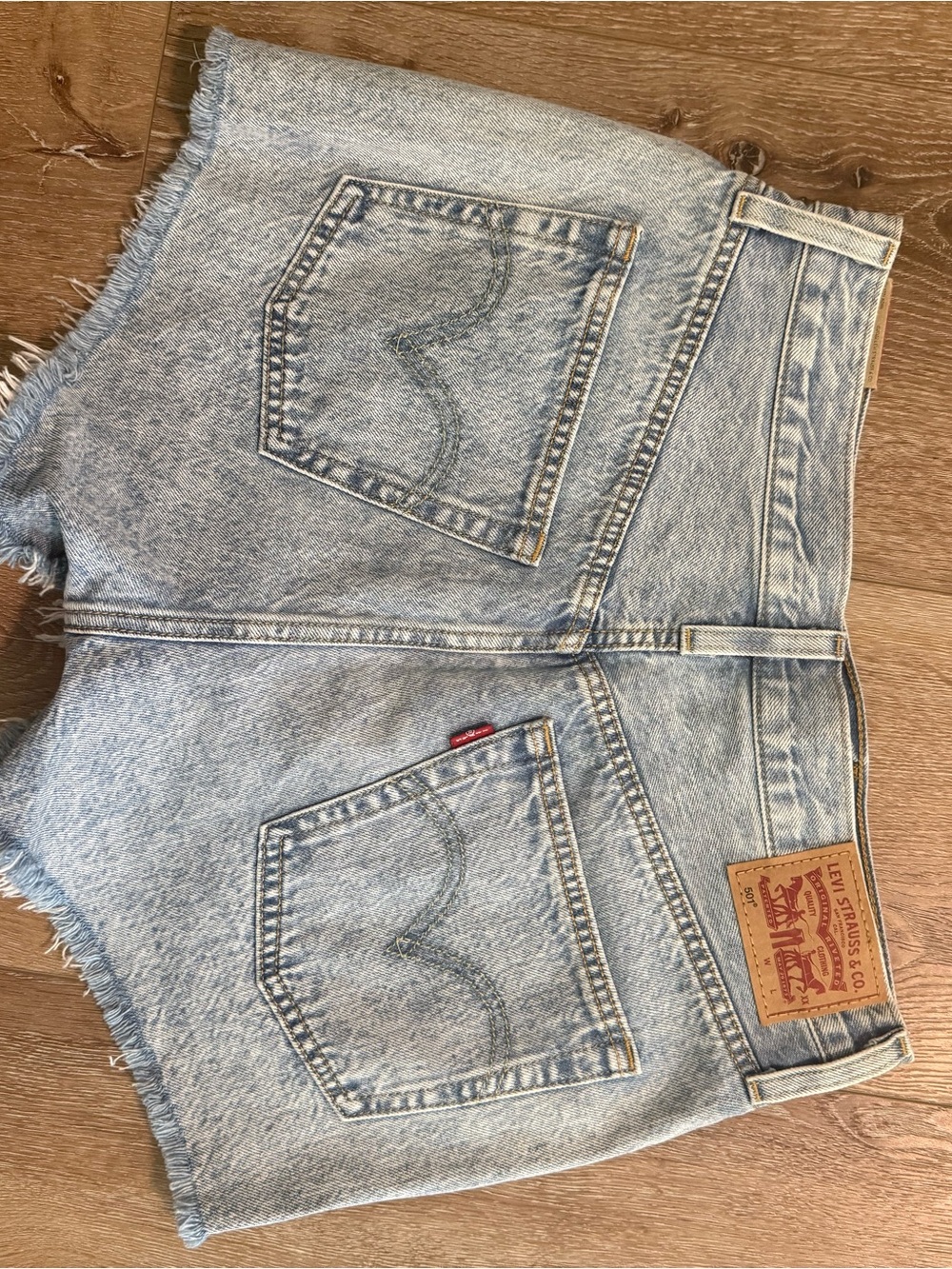 Levi's Light Blue High-Rise 501 Cutoff Denim Shorts - Picture 2 of 3
